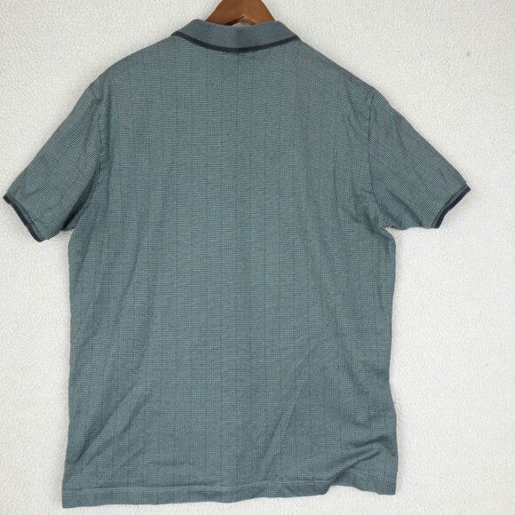 Theory Polo Mens Extra Large Green Gray Ringer Knit Golf Lightweight Preppy - Picture 4 of 8